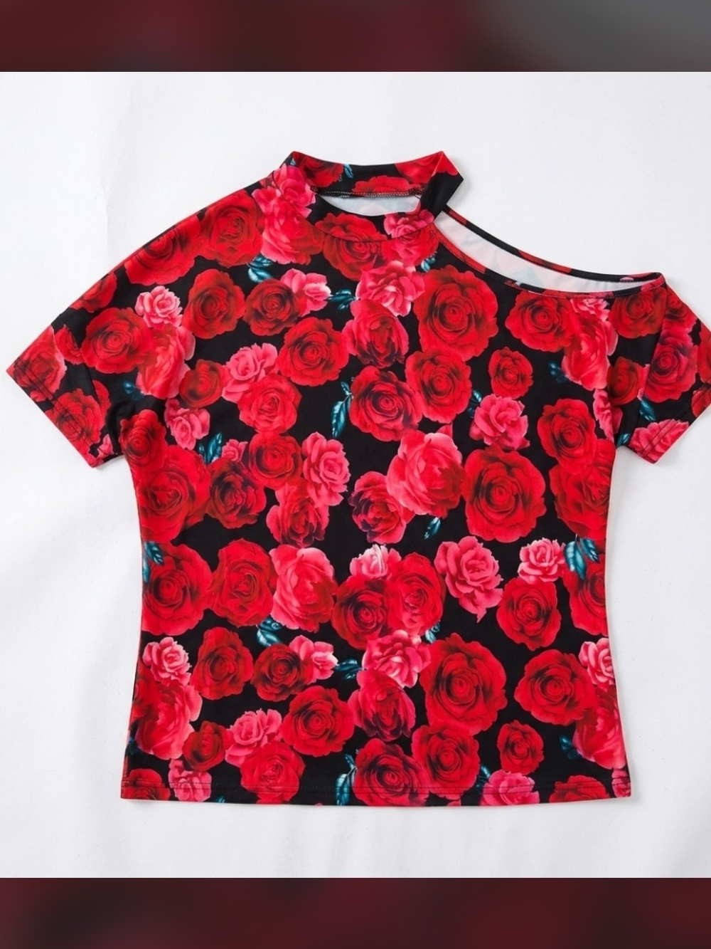 Stunning Rose Print Cold-Shoulder Top 🌹Size: US 14-16